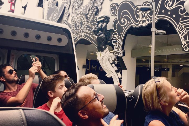 a group of people standing in front of a crowd