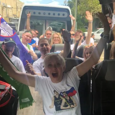 a group of people in a car