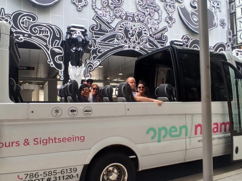 a truck is parked in front of a building