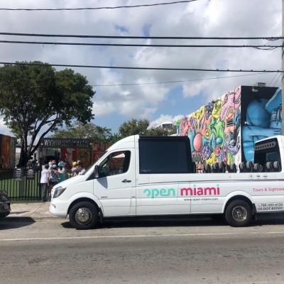 a van parked on the side of a road